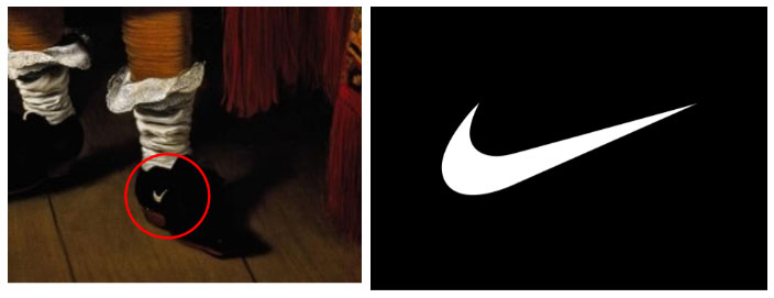 The motif is said to be exactly the same as the Nike brand logo on the shoes.