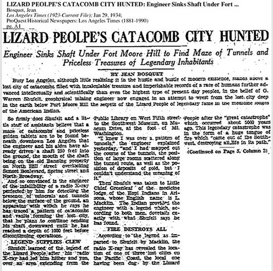The Los Angeles Times published the journey to find the treasure belonging to the lizard people